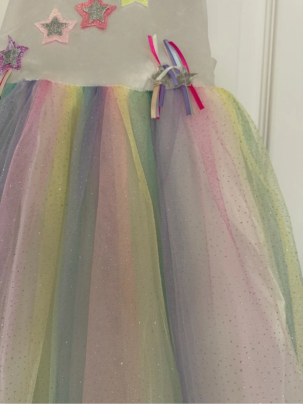 Souza Girls' Pastel Rainbow Tulle Costume Dress with Star Appliqués